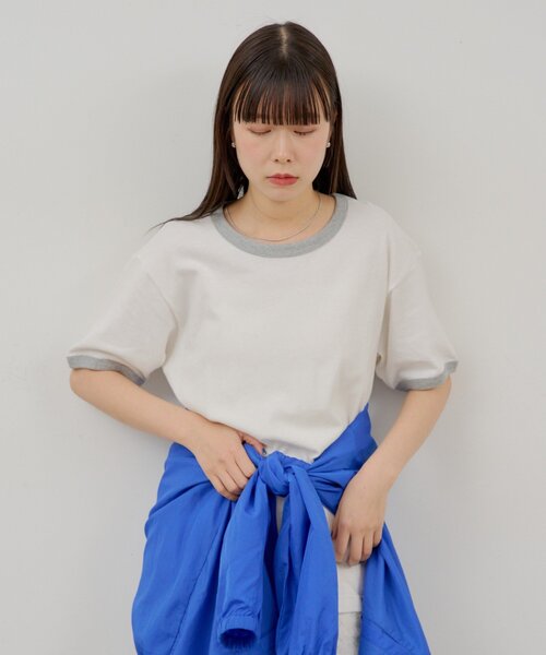 WHIMSIC(ウィムジック)の「【WHIMSIC/2サイズ展開】リンガーTシャツ(Tシャツ/カットソー・メンズ・オフホワイト/グレー/ブルー/ネイビー・2/1)」の7枚目の写真