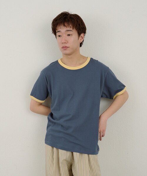 WHIMSIC(ウィムジック)の「【WHIMSIC/2サイズ展開】リンガーTシャツ(Tシャツ/カットソー・メンズ・オフホワイト/グレー/ブルー/ネイビー・2/1)」の16枚目の写真