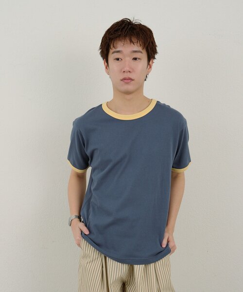 WHIMSIC(ウィムジック)の「【WHIMSIC/2サイズ展開】リンガーTシャツ(Tシャツ/カットソー・メンズ・オフホワイト/グレー/ブルー/ネイビー・2/1)」の15枚目の写真