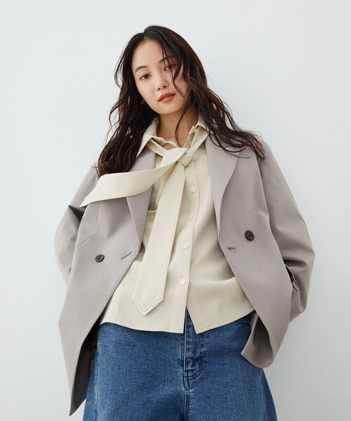 UNITED TOKYO（ユナイテッドトウキョウ）の「【新作】アシメストリングテーラードジャケット｜ウォッシャブル/セットアップ/オフィスカジュアル/オケージョン/防シワ/吸水速乾/冬服/春服（テーラードジャケット・レディース・ベージュ/グレー・1/2）」の20枚目の写真