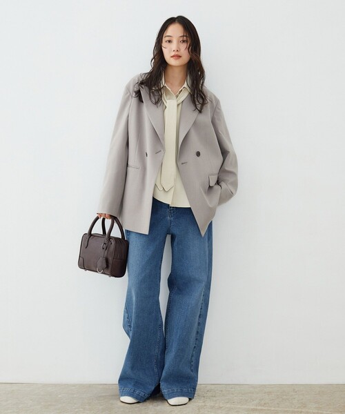 UNITED TOKYO（ユナイテッドトウキョウ）の「【新作】アシメストリングテーラードジャケット｜ウォッシャブル/セットアップ/オフィスカジュアル/オケージョン/防シワ/吸水速乾/冬服/春服（テーラードジャケット・レディース・ベージュ/グレー・1/2）」の21枚目の写真