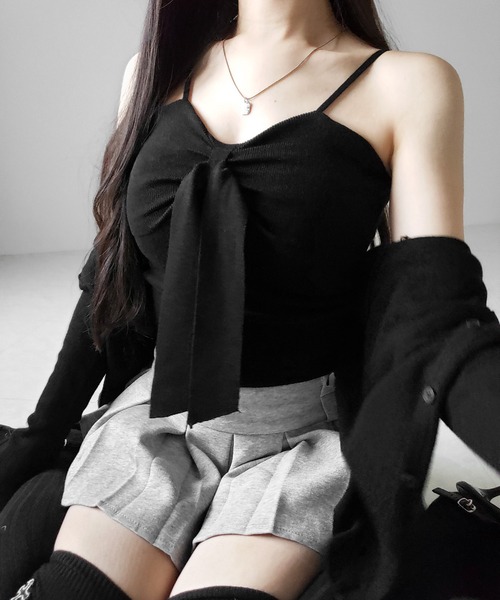 me+em select（ミームセレクト）の「【 ２点セット 】リボンニットキャミソール ＋ カーディガンセット ／ribbon knit camisole + cardigan SET（アンサンブル・レディース・アイボリー/ブラック/ピンク・FREE）」の20枚目の写真