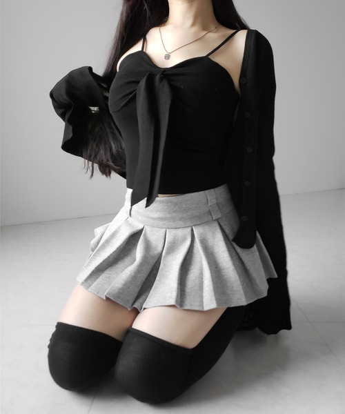 me+em select（ミームセレクト）の「【 ２点セット 】リボンニットキャミソール ＋ カーディガンセット ／ribbon knit camisole + cardigan SET（アンサンブル・レディース・アイボリー/ブラック/ピンク・FREE）」の22枚目の写真