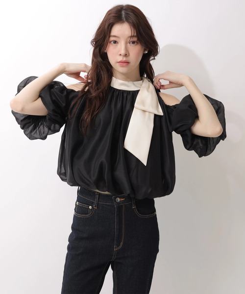 Rirandture(リランドチュール)の「リボンネックオフショルブラウス(シャツ/ブラウス・レディース・ブラック系その他2・2/1)」の4枚目の写真