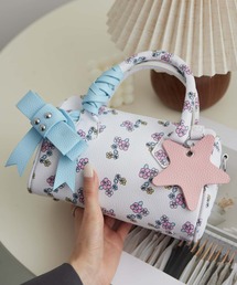 リボン付 花柄ショルダーバッグ/ハンドバッグ