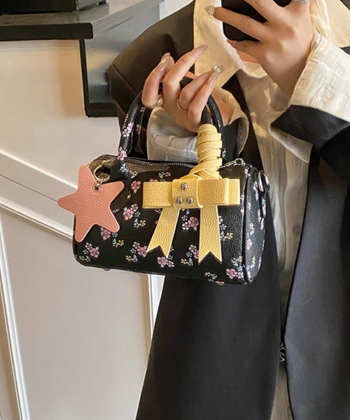 LA VORAGINE(ラ ヴォラジネ)の「リボン付 花柄ショルダーバッグ/ハンドバッグ(ショルダーバッグ・レディース・ホワイト/ブラック・FREE)」の7枚目の写真