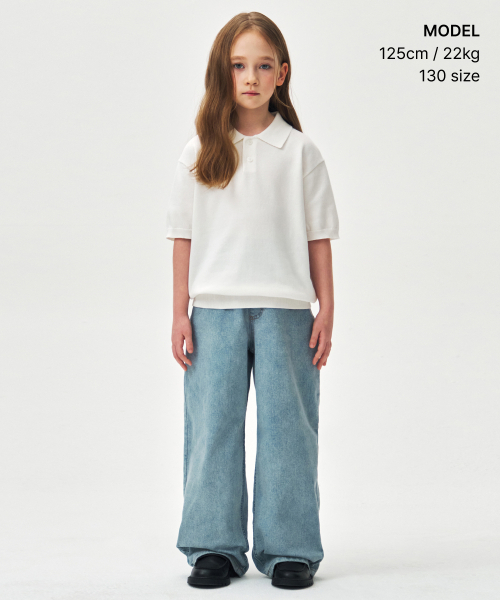 MUSINSA STANDARD KIDS（ムシンサスタンダードキッズ）の「ウォッシャブルスーピマコットンニットポロシャツ[アイボリー]（ニット/セーター・レディース・その他・110/120/130/140/150/160）」の2枚目の写真
