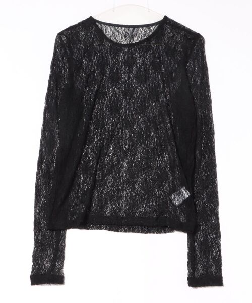 STYLEBLOCK(スタイルブロック)の「ストレッチレースクルーネックプルオーバー(Tシャツ/カットソー・レディース・アイボリー/ピンク/ブラック/ライトブルー/ホワイト・M)」の3枚目の写真