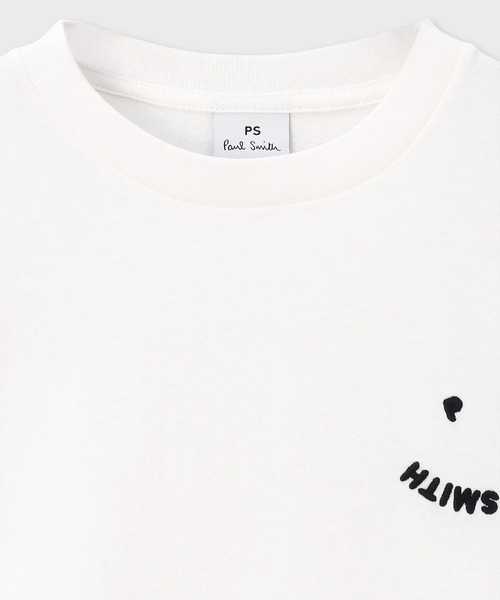 PS Paul Smith（ピーエスポールスミス）の「ウィメンズ "Happy" クロップド 半袖Tシャツ / 255406 J340S（Tシャツ/カットソー・レディース・ネイビー/オフホワイト・SMALL/MEDIUM）」の3枚目の写真