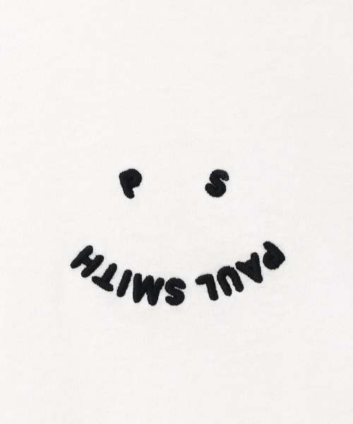 PS Paul Smith（ピーエスポールスミス）の「ウィメンズ "Happy" クロップド 半袖Tシャツ / 255406 J340S（Tシャツ/カットソー・レディース・ネイビー/オフホワイト・SMALL/MEDIUM）」の4枚目の写真