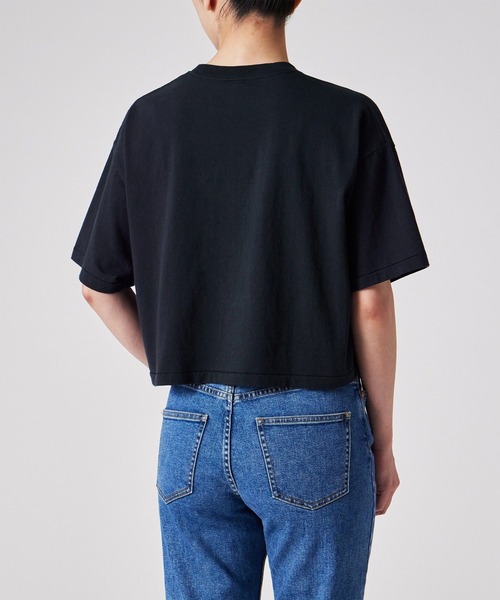PS Paul Smith（ピーエスポールスミス）の「ウィメンズ "Happy" クロップド 半袖Tシャツ / 255406 J340S（Tシャツ/カットソー・レディース・ネイビー/オフホワイト・SMALL/MEDIUM）」の13枚目の写真