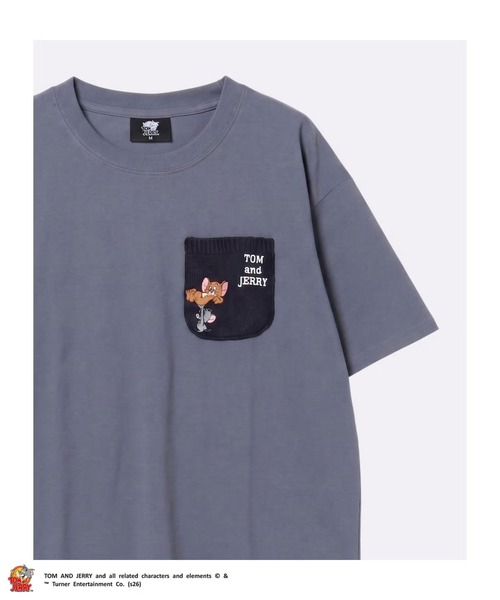 Tom＆Jerry（トムアンドジェリー）の「【TOM&JERRY /トム＆ジェリー】ニットポケット刺繍 半袖Tシャツ（Tシャツ/カットソー・メンズ・アイボリー/ブルー・XL/L/M/S）」の4枚目の写真