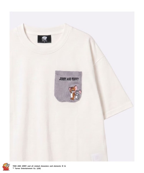 Tom＆Jerry（トムアンドジェリー）の「【TOM&JERRY /トム＆ジェリー】ニットポケット刺繍 半袖Tシャツ（Tシャツ/カットソー・メンズ・アイボリー/ブルー・XL/L/M/S）」の5枚目の写真