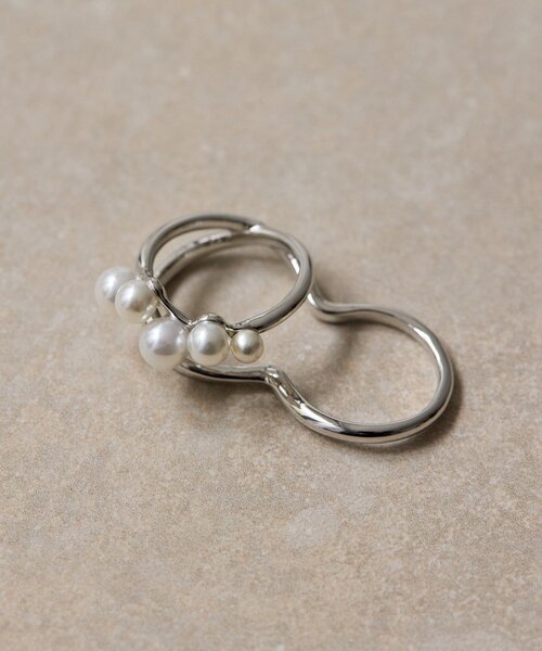 ear PAPILLONNER(イアパピヨネ)の「パール付ダブルリング(リング・レディース・シルバー/ゴールド・ONE SIZE)」の4枚目の写真