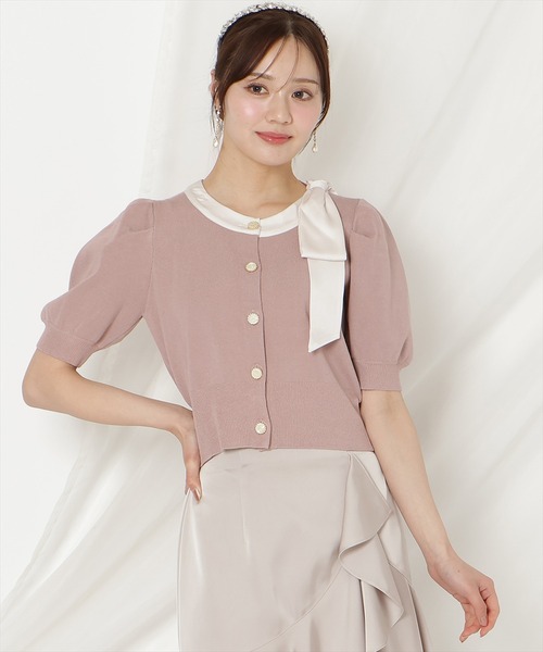 WILLSELECTION（ウィルセレクション）の「リボンパフカーディガン（カーディガン/ボレロ・レディース・ピンク/ネイビー×ホワイト/ピンクベージュ/ミント/ブラック/レッド/ネイビー/サックスブルー・FREE）」の13枚目の写真