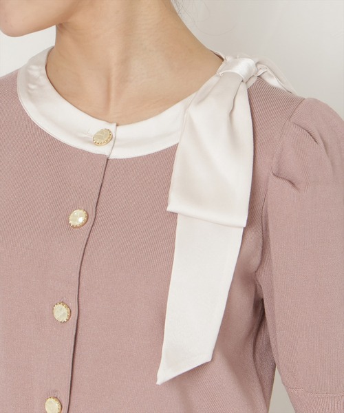 WILLSELECTION（ウィルセレクション）の「リボンパフカーディガン（カーディガン/ボレロ・レディース・ピンク/ネイビー×ホワイト/ピンクベージュ/ミント/ブラック/レッド/ネイビー/サックスブルー・FREE）」の17枚目の写真