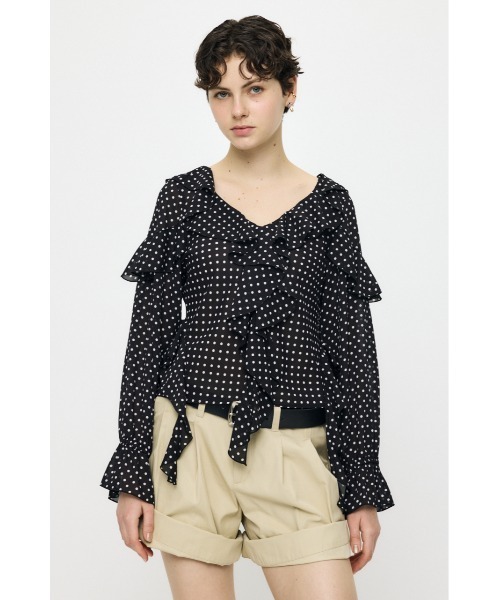 MOUSSY(マウジー)の「CHIFFON RUFFLE ブラウス(シャツ/ブラウス・レディース・ライトピンク/アイボリー/ブラック系その他・FREE)」の7枚目の写真