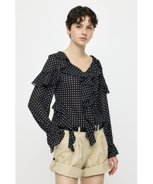 MOUSSY(マウジー)の「CHIFFON RUFFLE ブラウス(シャツ/ブラウス・レディース・ライトピンク/アイボリー/ブラック系その他・FREE)」の10枚目の写真