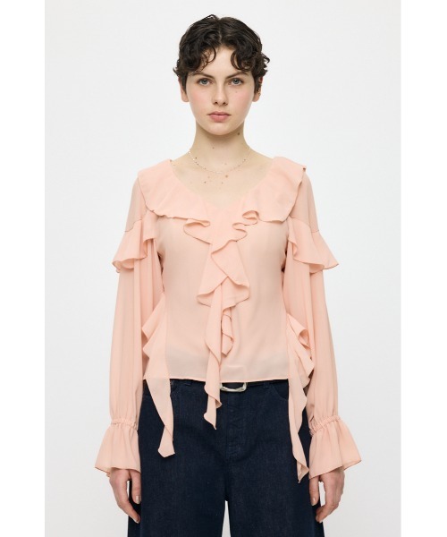 MOUSSY(マウジー)の「CHIFFON RUFFLE ブラウス(シャツ/ブラウス・レディース・ライトピンク/アイボリー/ブラック系その他・FREE)」の16枚目の写真
