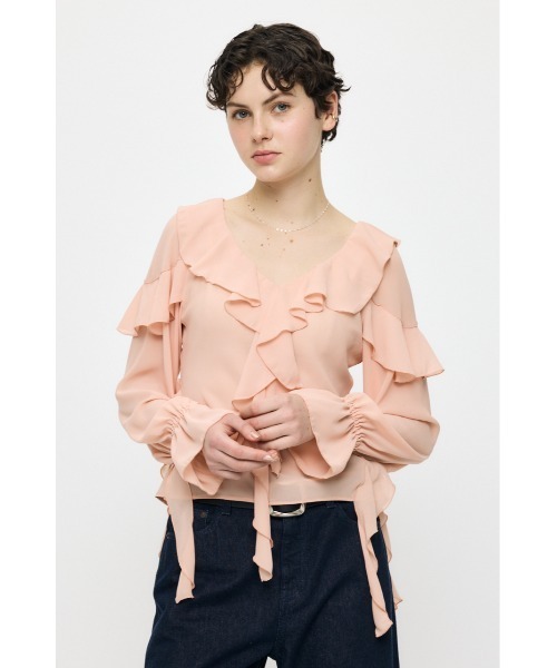 MOUSSY(マウジー)の「CHIFFON RUFFLE ブラウス(シャツ/ブラウス・レディース・ライトピンク/アイボリー/ブラック系その他・FREE)」の17枚目の写真