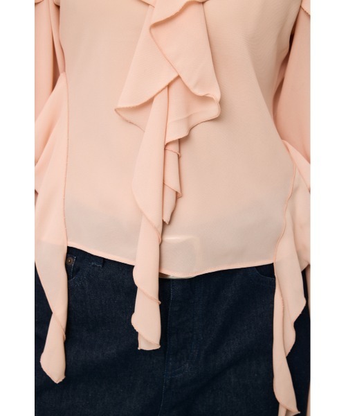 MOUSSY(マウジー)の「CHIFFON RUFFLE ブラウス(シャツ/ブラウス・レディース・ライトピンク/アイボリー/ブラック系その他・FREE)」の5枚目の写真
