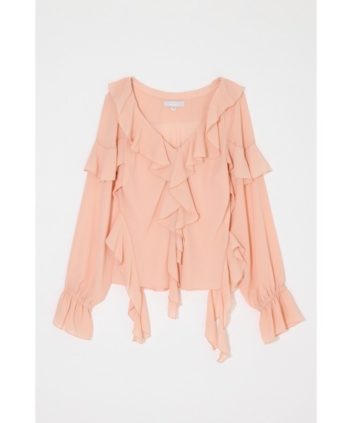 MOUSSY(マウジー)の「CHIFFON RUFFLE ブラウス(シャツ/ブラウス・レディース・ライトピンク/アイボリー/ブラック系その他・FREE)」の6枚目の写真