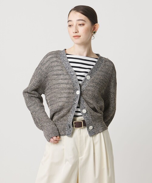 UNITED ARROWS(ユナイテッドアローズ)の「カラーヤーン Vネック カーディガン ‐ウォッシャブル‐(カーディガン/ボレロ・レディース・ダークグレー/ライトグレー/ターコイズブルー系・FREE)」の2枚目の写真