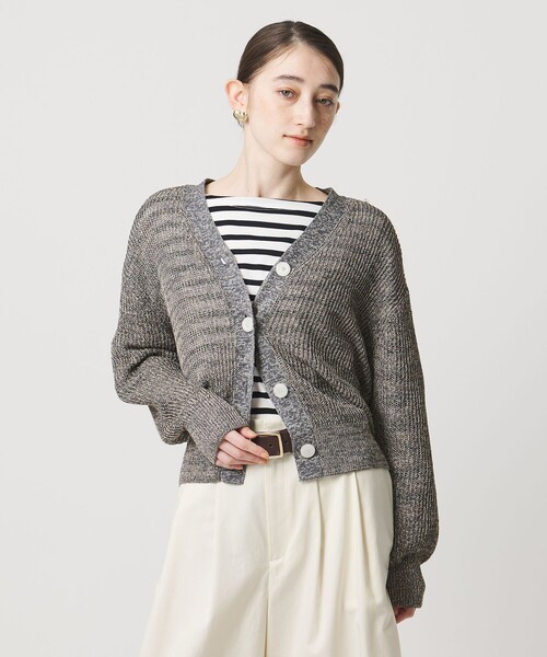 UNITED ARROWS(ユナイテッドアローズ)の「カラーヤーン Vネック カーディガン ‐ウォッシャブル‐(カーディガン/ボレロ・レディース・ダークグレー/ライトグレー/ターコイズブルー系・FREE)」の4枚目の写真