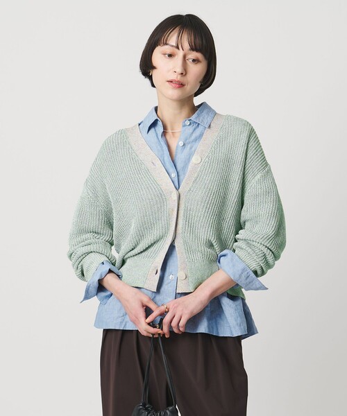 UNITED ARROWS(ユナイテッドアローズ)の「カラーヤーン Vネック カーディガン ‐ウォッシャブル‐(カーディガン/ボレロ・レディース・ダークグレー/ライトグレー/ターコイズブルー系・FREE)」の9枚目の写真