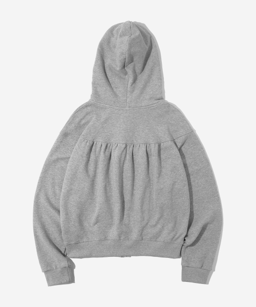 KIJIKO(キジコ)の「ke106-Shirring Hooded Zip Up Melange Gray(パーカー・レディース・グレー・FREE)」の4枚目の写真