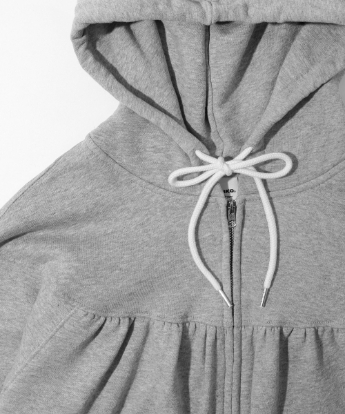 KIJIKO(キジコ)の「ke106-Shirring Hooded Zip Up Melange Gray(パーカー・レディース・グレー・FREE)」の5枚目の写真