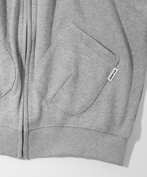 KIJIKO(キジコ)の「ke106-Shirring Hooded Zip Up Melange Gray(パーカー・レディース・グレー・FREE)」の6枚目の写真