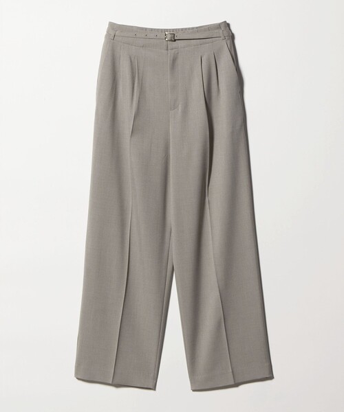 A DAY IN THE LIFE UNITED ARROWS(アデイインザライフユナイテッドアローズ)の「ツイル ベルテッド 2プリーツワイドパンツ ‐ウォッシャブル‐<A DAY IN THE LIFE>(その他パンツ・レディース・ダークグレー/ベージュ・36/38)」の2枚目の写真