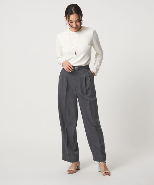 A DAY IN THE LIFE UNITED ARROWS(アデイインザライフユナイテッドアローズ)の「ツイル ベルテッド 2プリーツワイドパンツ ‐ウォッシャブル‐<A DAY IN THE LIFE>(その他パンツ・レディース・ダークグレー/ベージュ・36/38)」の5枚目の写真