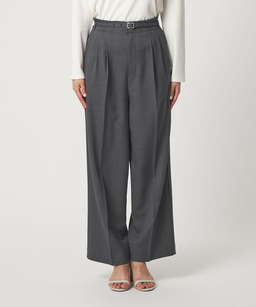 A DAY IN THE LIFE UNITED ARROWS(アデイインザライフユナイテッドアローズ)の「ツイル ベルテッド 2プリーツワイドパンツ ‐ウォッシャブル‐<A DAY IN THE LIFE>(その他パンツ・レディース・ダークグレー/ベージュ・36/38)」の6枚目の写真