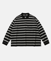 MOIF（モイフ）の「[SS26] WIDE POLO L/S SHIRT / BLACK STRIPE（ポロシャツ）」