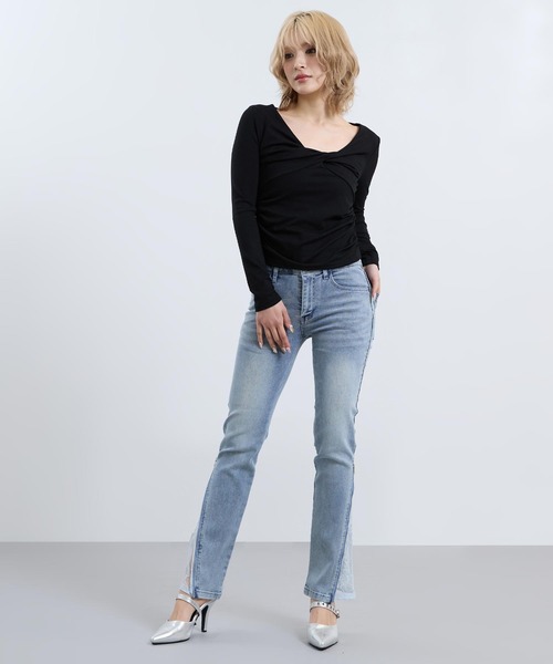ANAP(アナップ)の「裾ジップ × レース 2WAY 三つボタン デニム スキニーパンツ(デニムパンツ・レディース・ブルー/ブラック・S/M)」の21枚目の写真