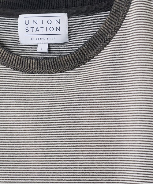 UNION STATION（ユニオンステーション）の「ヴィンテージライクミジンボーダーTシャツ＜ストレッチ・マシンウォッシャブル＞（Tシャツ/カットソー・メンズ・ホワイト×ブラック/ホワイト系その他/ブルー系その他・L/M）」の8枚目の写真