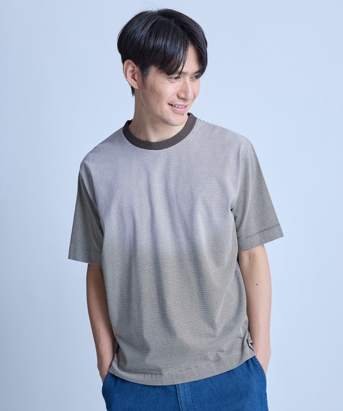 UNION STATION(ユニオンステーション)の「ヴィンテージライクミジンボーダーTシャツ<ストレッチ・マシンウォッシャブル>(Tシャツ/カットソー・メンズ・ホワイト×ブラック/ホワイト系その他/ブルー系その他・L)」の2枚目の写真
