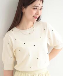 SHOO・LA・RUE | 【S-LL/二の腕カバー】品よく隠せる ドット刺繍5分袖ニット(ニット/セーター)