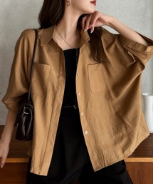 【Eclat one】 リラックス 半袖 ワイド シャツ ブラウス