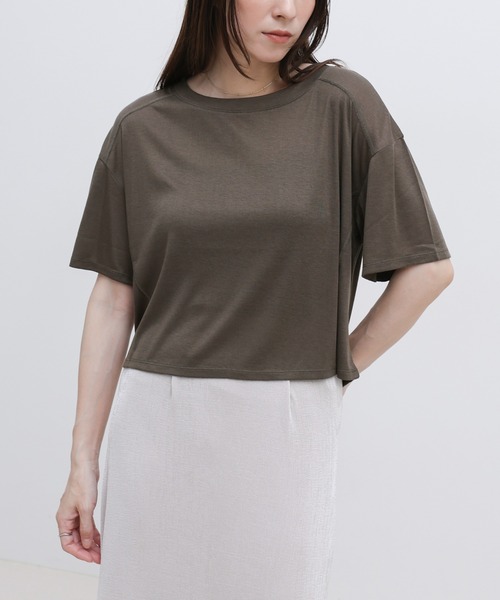 select MOCA(セレクトモカ)の「シアーフライスショートT(Tシャツ/カットソー・レディース・ブラック/チャコールグレー/ホワイト・FREE)」の3枚目の写真
