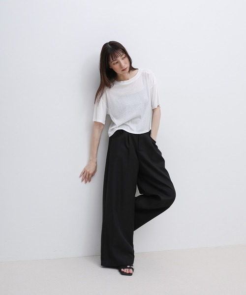 select MOCA(セレクトモカ)の「シアーフライスショートT(Tシャツ/カットソー・レディース・ブラック/チャコールグレー/ホワイト・FREE)」の10枚目の写真