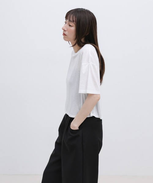 select MOCA(セレクトモカ)の「シアーフライスショートT(Tシャツ/カットソー・レディース・ブラック/チャコールグレー/ホワイト・FREE)」の16枚目の写真