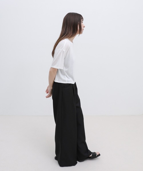 select MOCA(セレクトモカ)の「シアーフライスショートT(Tシャツ/カットソー・レディース・ブラック/チャコールグレー/ホワイト・FREE)」の12枚目の写真