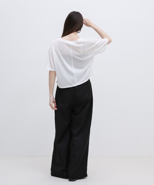 select MOCA(セレクトモカ)の「シアーフライスショートT(Tシャツ/カットソー・レディース・ブラック/チャコールグレー/ホワイト・FREE)」の15枚目の写真