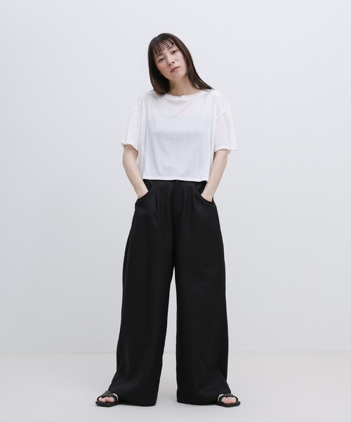 select MOCA(セレクトモカ)の「シアーフライスショートT(Tシャツ/カットソー・レディース・ブラック/チャコールグレー/ホワイト・FREE)」の4枚目の写真