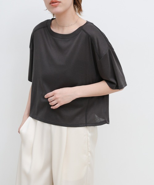 select MOCA(セレクトモカ)の「シアーフライスショートT(Tシャツ/カットソー・レディース・ブラック/チャコールグレー/ホワイト・FREE)」の20枚目の写真