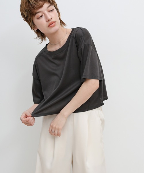 select MOCA(セレクトモカ)の「シアーフライスショートT(Tシャツ/カットソー・レディース・ブラック/チャコールグレー/ホワイト・FREE)」の21枚目の写真