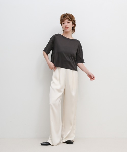 select MOCA(セレクトモカ)の「シアーフライスショートT(Tシャツ/カットソー・レディース・ブラック/チャコールグレー/ホワイト・FREE)」の5枚目の写真